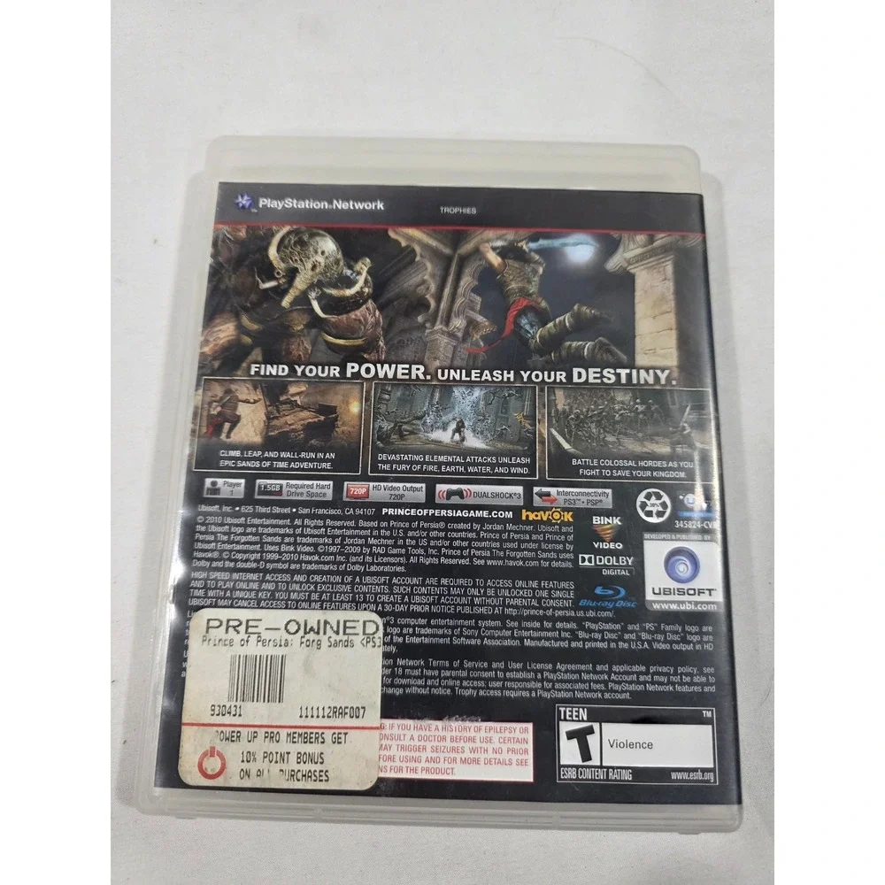 Prince of Persia The Forgotten Sands (Playstation 3, 2009) PS3 Game